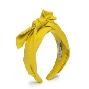 Dannijo Knotted Green Eli Linen Headband Side Tie